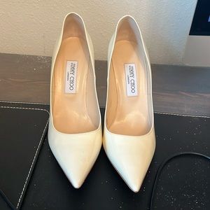 Jimmy Choo Ivory Patent Leather Heel